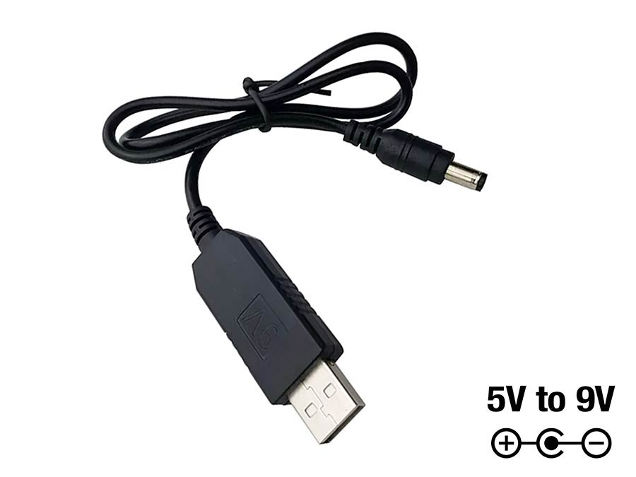 Boston BPC-9V1A strømomformer fra USB 5V til 9V- bruk en powerbank for å drive pedalbrettet ditt