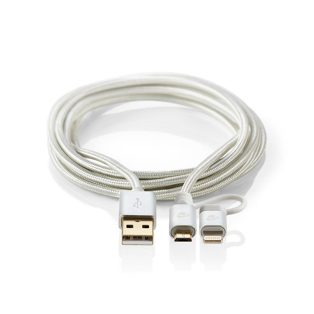 2 i en kabel USB 2.0 til Apple Lightning 8-Pinners / USB Micro-B Han 1.00 m Gull belagt