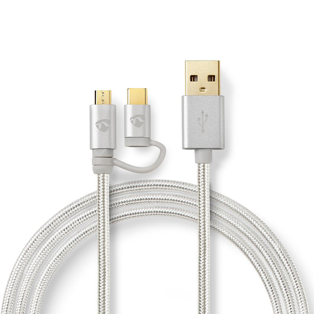 2 i en kabel USB 2.0 Han til USB Micro-B Han / USB-C™ Han  2.00 m Gull belagt