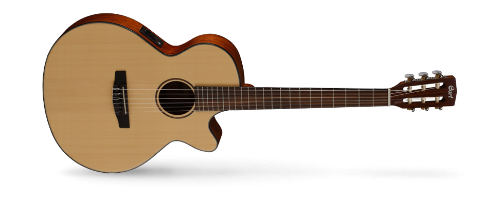 Cort CEC3 NS Klassisk Gitar m/P.U og Cutaway, Natur Satin