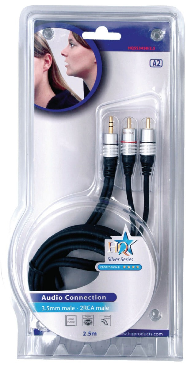 Stereo Lydkabel 3.5 mm, Han - 2x RCA Han 2.50 m