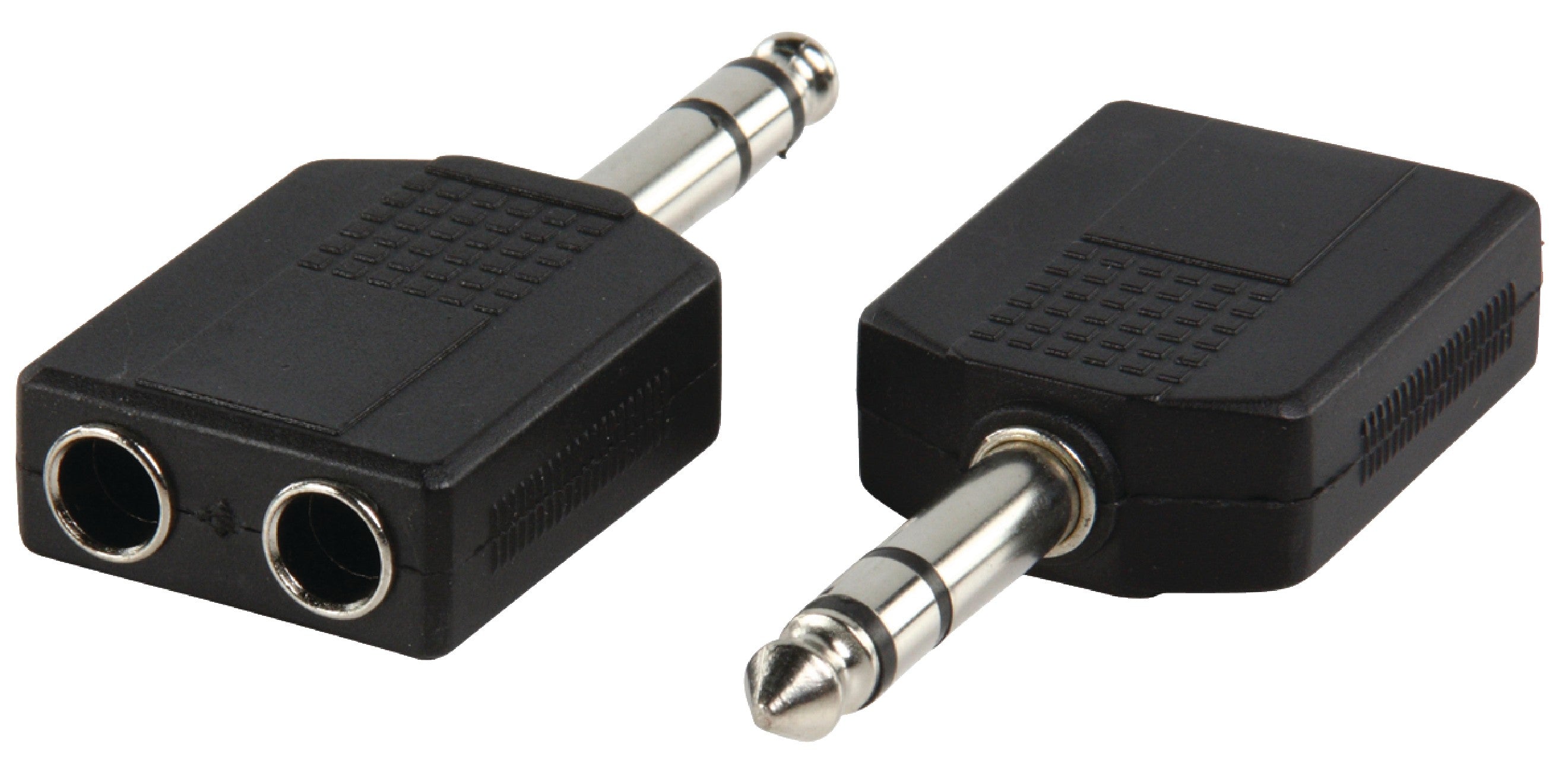 Adapter 6.35mm stereo hann til 2 x 6.35mm stereo hunn