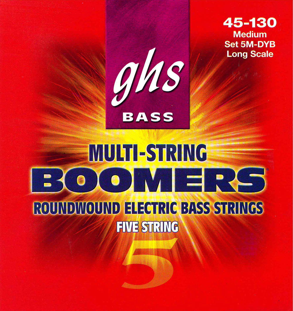 GHS 5M-DYB BASS. 5 STR BOOMERS. MEDIUM. DYB45-DYB130. Strengesett til elektrisk bass.