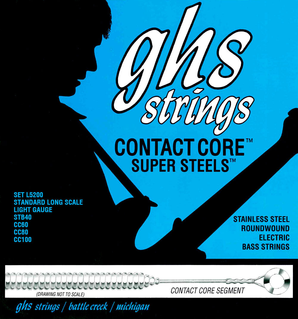 GHS L5200 BASS. CONTACT CORE ST.LNG. LIGHT. STB40-CC100. Strengesett til elektrisk bass.