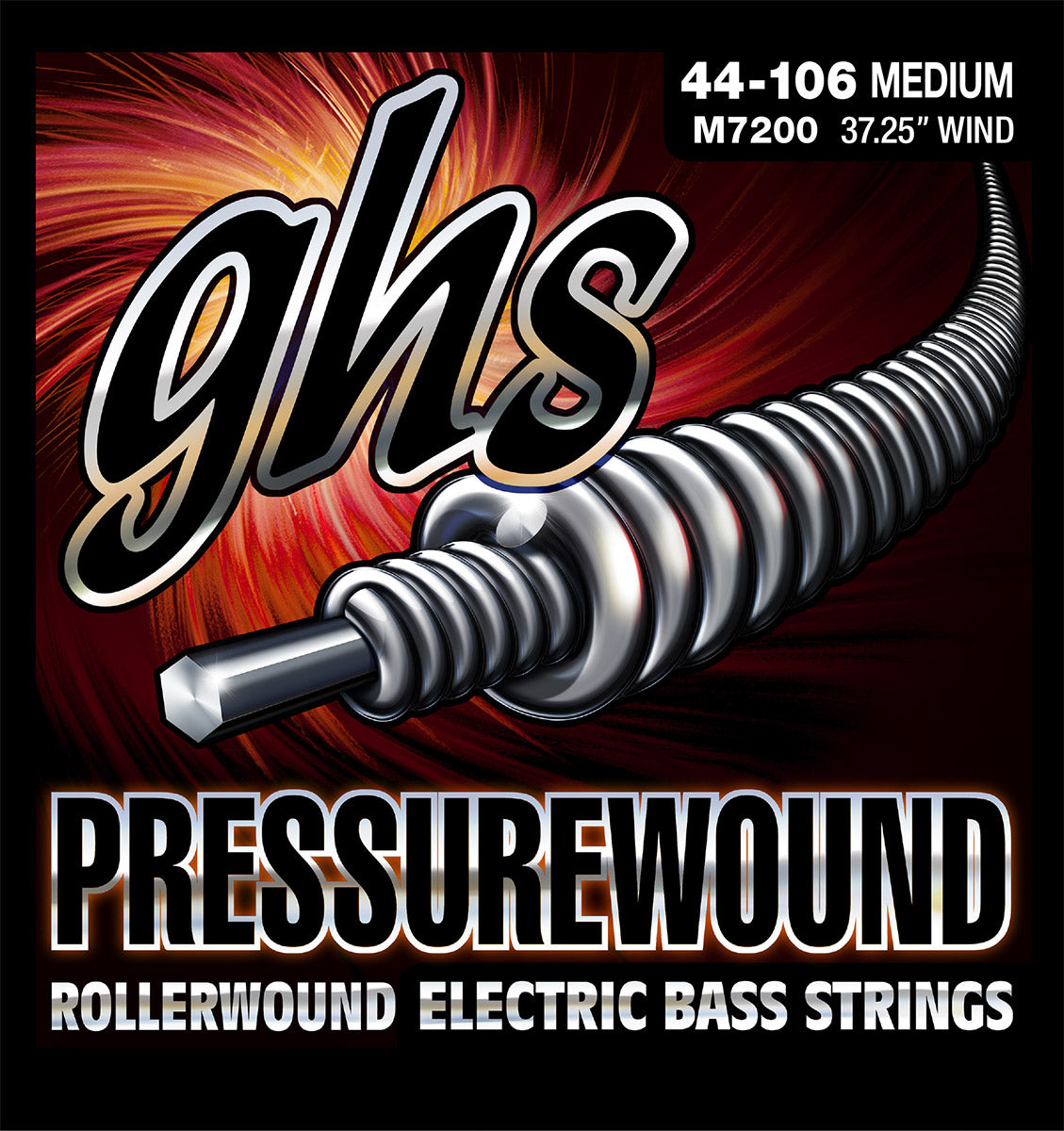 GHS M7200 BASS. PRESSUREWOUND. STD LNG. MEDIUM. PWB44-PWB106. Strengesett til elektrisk bass.