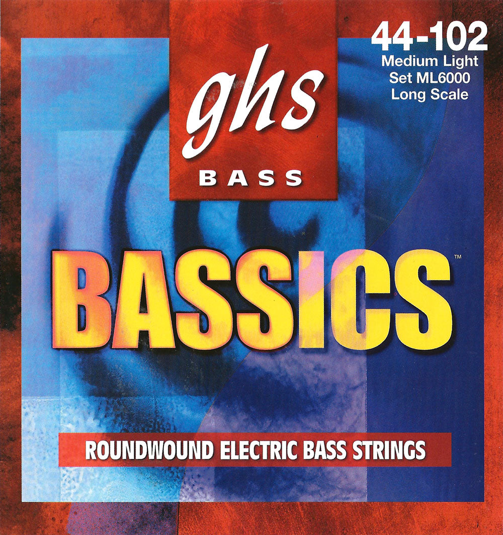 GHS ML6000 BASS. BASSICS. STD LNG. MEDIUM LIGHT. BAS44-BAS102. Strengesett til elektrisk bass.