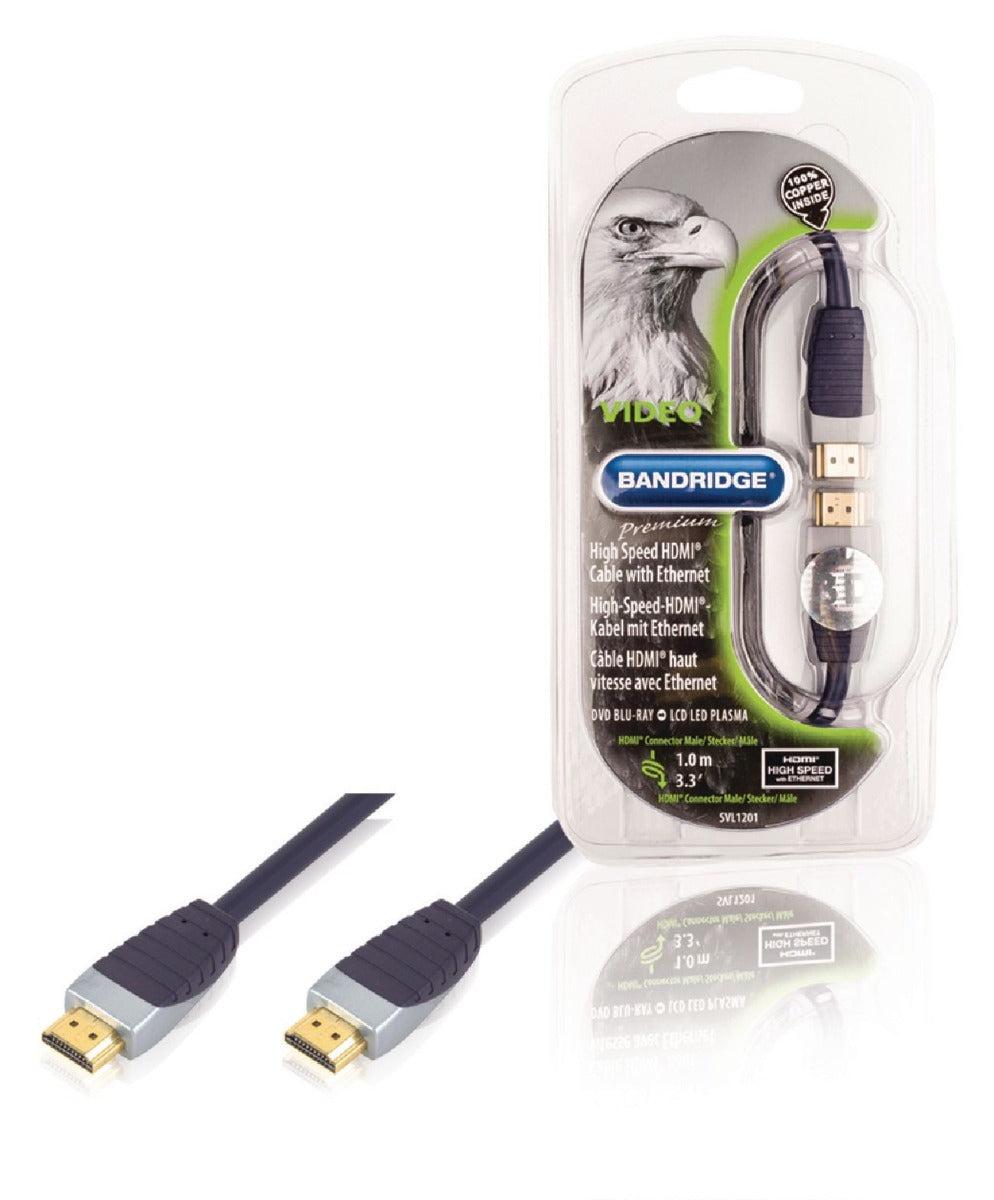 Bandridge High Speed HDMI Cable with Ethernet 1m